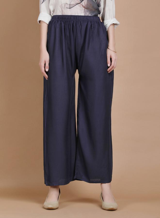 تايك تو بنطال بالازو واسع الساق لون كحلي - Image 5